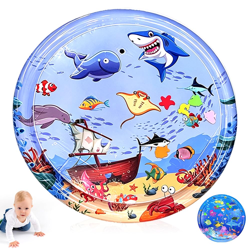 Tummy Time Mat for Kids, Inflatable Water Mats Baby Playmat Sensory Toy Water Play Mat Toys Newborn Toys Play Mats Fun Early Development Activity Play Toy for Newborn (Shark)