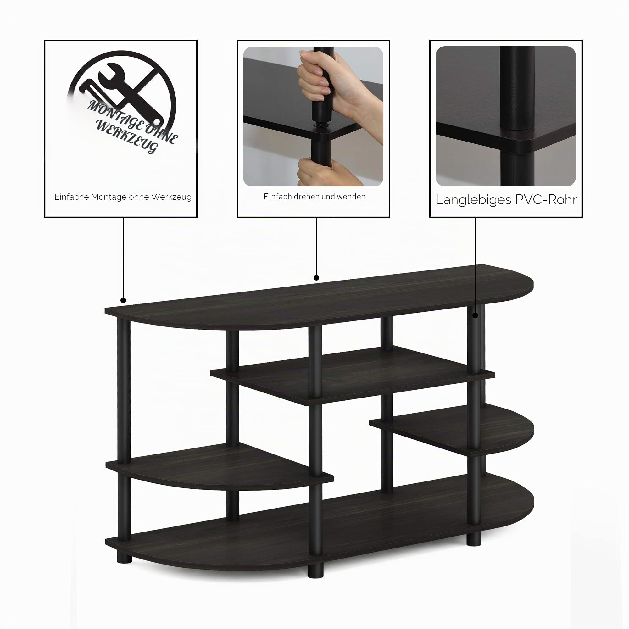 Furinno JAYA Schlichtes Design Eck-TV-Ständer, Espresso
