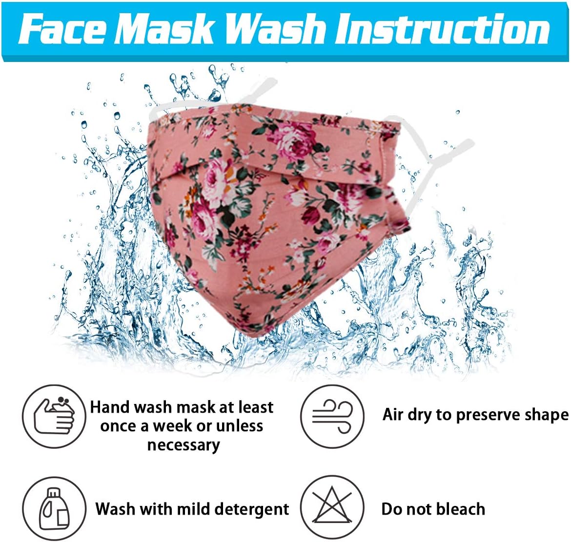 Genovega Stylish Face Mask with Adjustable Ear Loops, Folding Breathable Decorative Facemask for Women Man