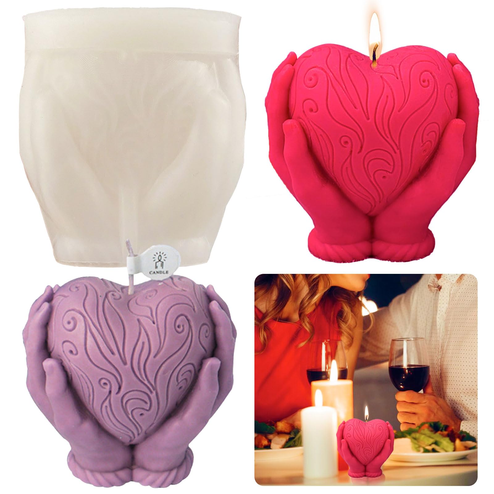 Stampini In Silicone A Forma Di Cuore - 4 Pezzi Per Candele, Sapone, Cioccolato E Decorazioni - Foto 6