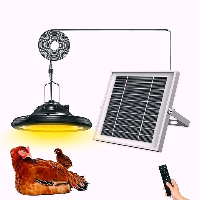 Solar Chicken Coop Light with Timer, Outdoor Solar Pendant Lights