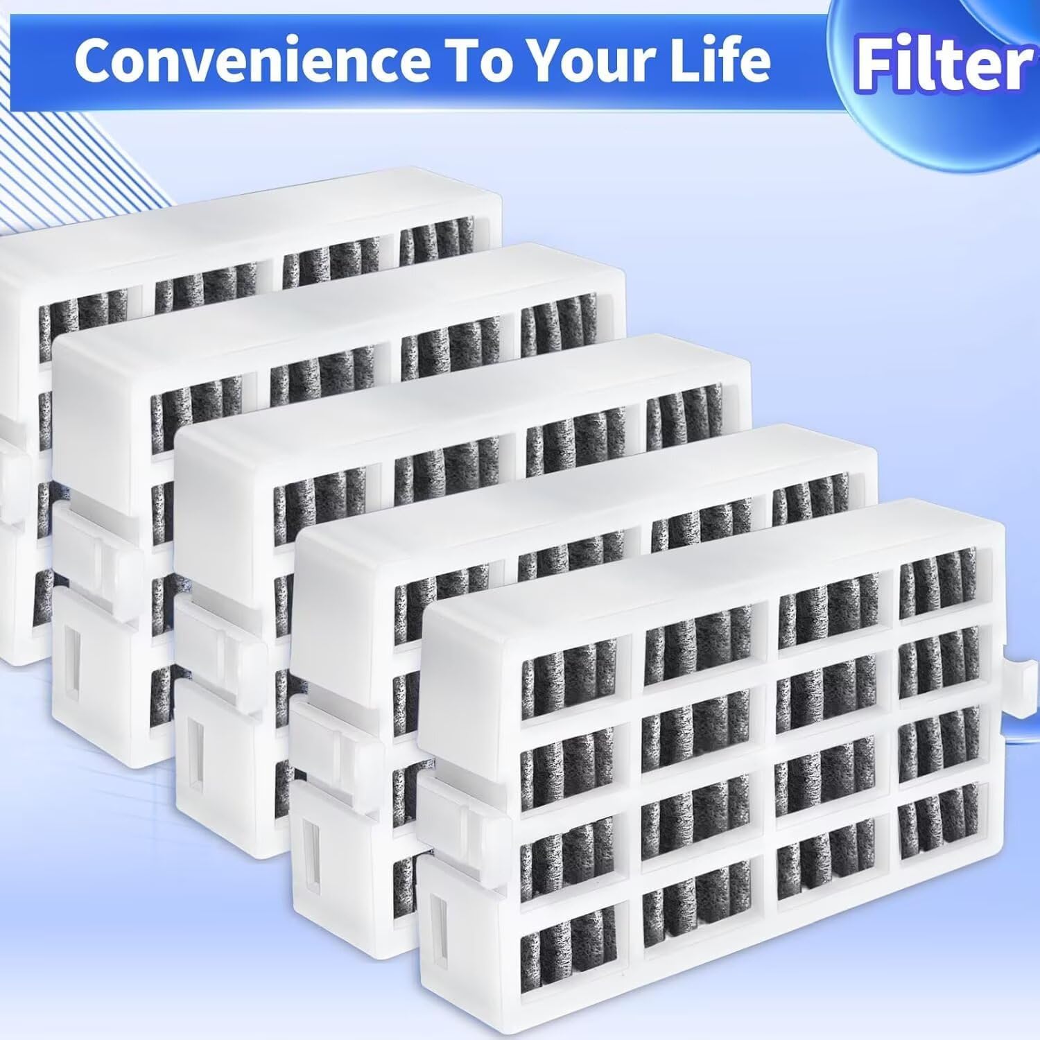 W10311524 AIR1 Refrigerator Air Filter Cartridge Replacement Compatible with Whirlpool, AIR1, Maytag, KitchenAid, Jenn-Air, Kenmore Fresh Flow Refrigerator Air Filter - 6 Pack, White