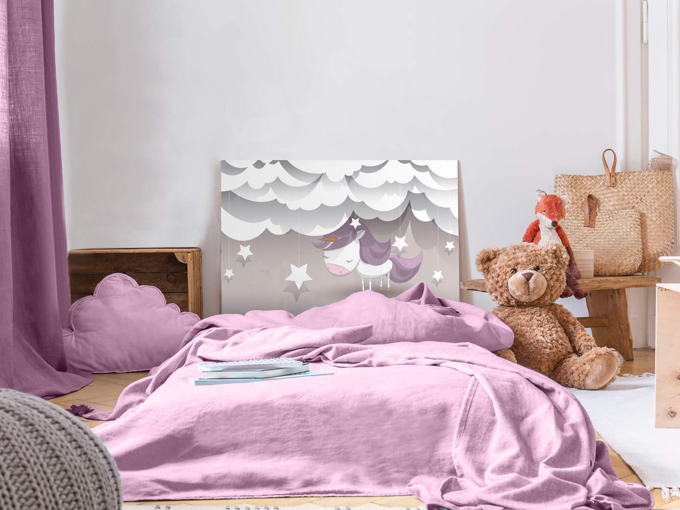 Cabecero Cama Infantil PVC Impresión Digital Unicornio 100 x 60 cm | Disponible en Varias Medidas | Cabecero Ligero, Elegante, Resistente y Económico