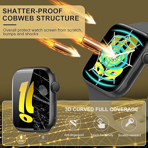 Miniatura 4 de Flokinice Protector de pantalla compatible con Apple Watch de 1.496in, tecnología de dispersión automática 3D, cobertura completa, impermeable,