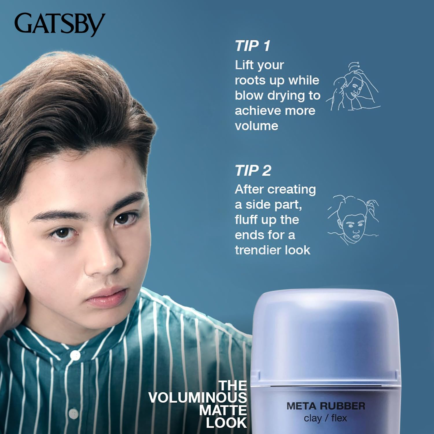 GATSBY Japan's No. 1 Meta Rubber Clay Flex 65g | Hair Styling Clay Wax for Men | Delivers High Hold, Matte finish 3