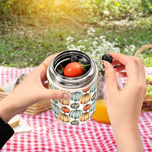 Miniatura 5 de Fall Pumpkins Food Jar with Spoon Stainless Steel Vacuum Insulated Food Container 17 oz Soup Thermos for Adults