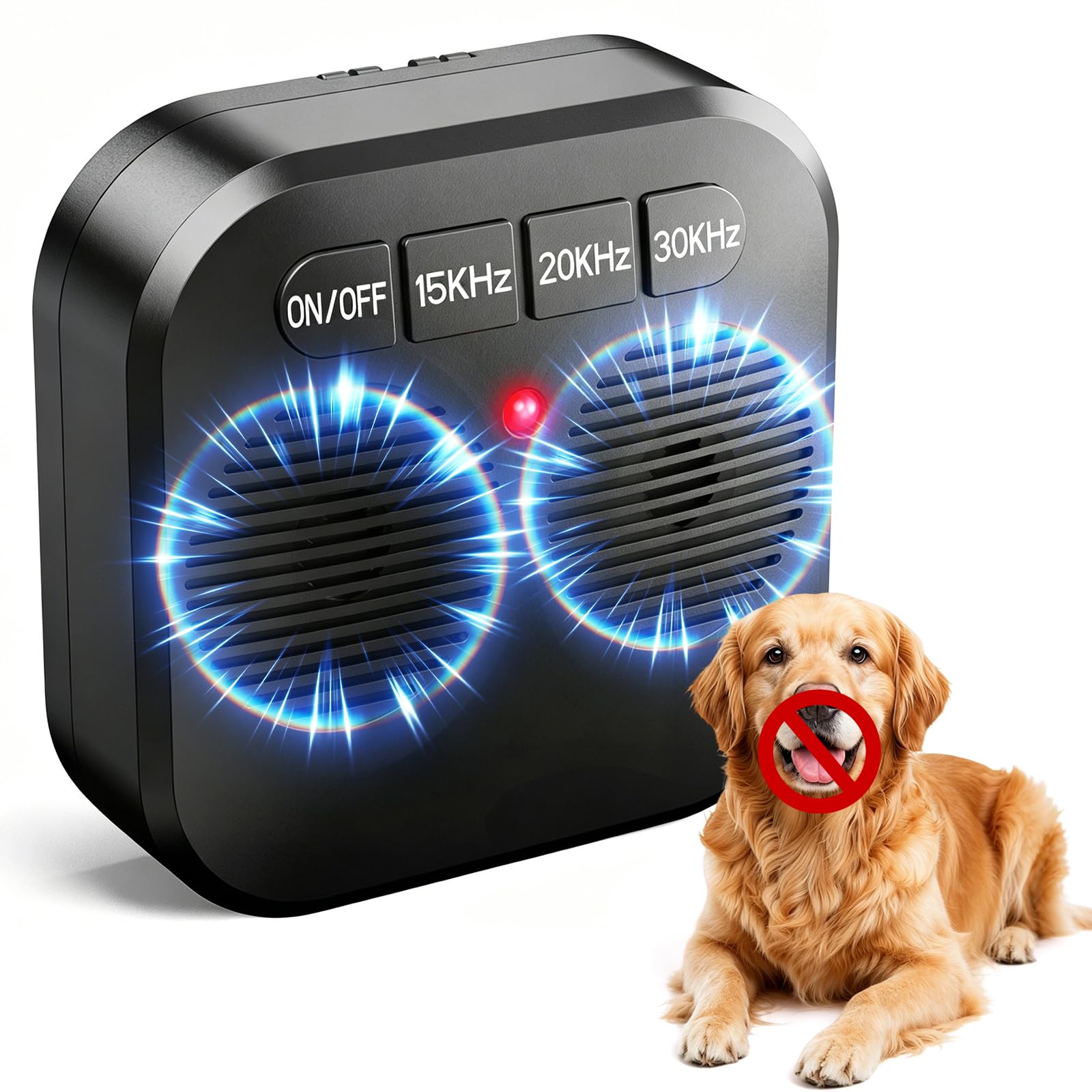 Anti Bell Gerät Hunde Antibell Ultraschall Gerät mit AI-Erkennung - Hundeabwehr Ultraschall 2 Sender - Hunde Bellen Stoppen Innen & Außen - 33 Fuß Reichweite und 3 Intensität - IPX6 Wiederaufladbar