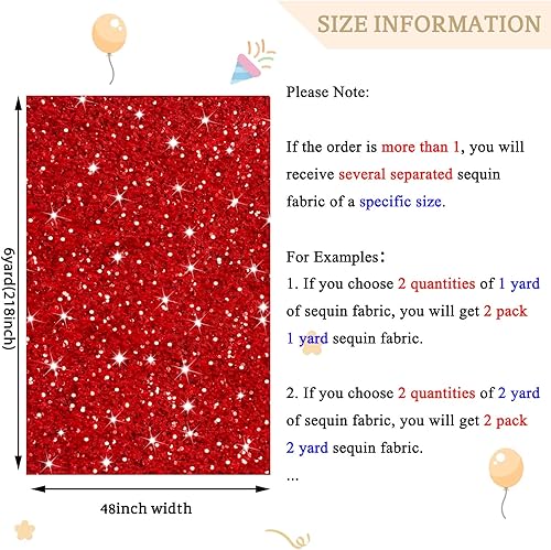 Miniatura 5 de The Yard - Tela de lentejuelas rojas de 6 yardas, tela de terciopelo de lentejuelas rojas con purpurina para vestido, tela de acolchado brillante