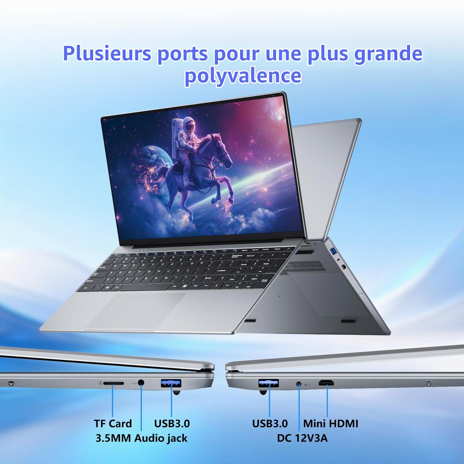 15,6 Pouces Ordinateur Portable avec Core i5 7Y54 Processeur, 16 Go RAM et 512 Go SSD, Win 11 Office 365 PC Portable 1920*1080 IPS FHD Écran, Laptop avec Clavier Rétroéclairé WIFI5 Mini-HDMI USB3.0