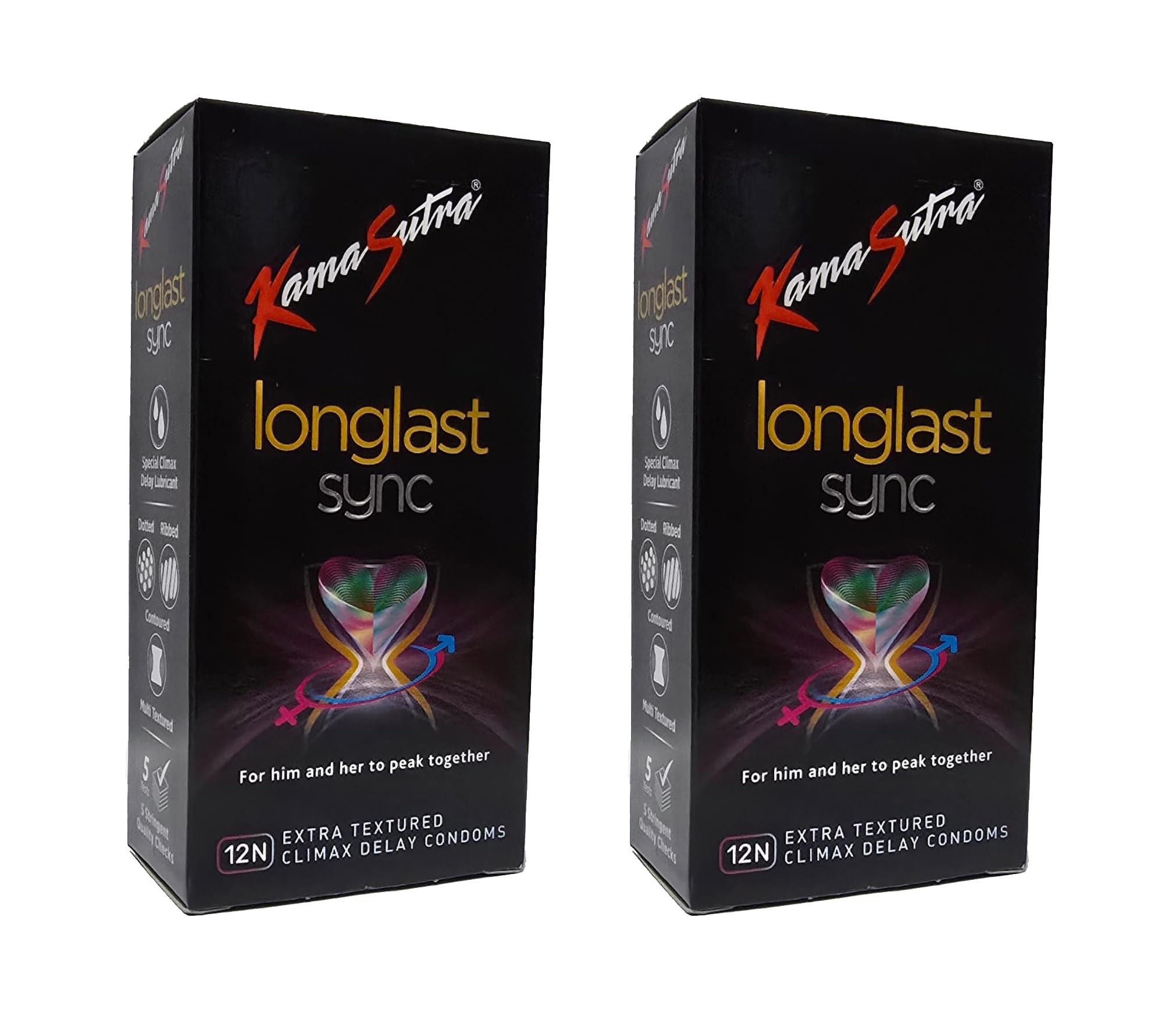 12 x 2 | Kamasutra Mutual OrgasMax Dotted Extended Pleasure Climax Delaying Condoms