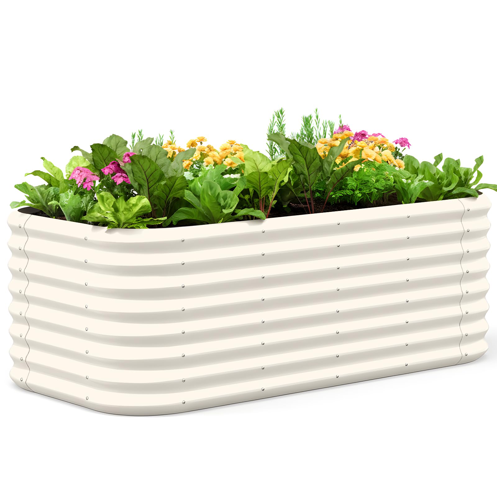 Quictent 6x3x2ft Oval Galvanized Raised Garden Bed Kit