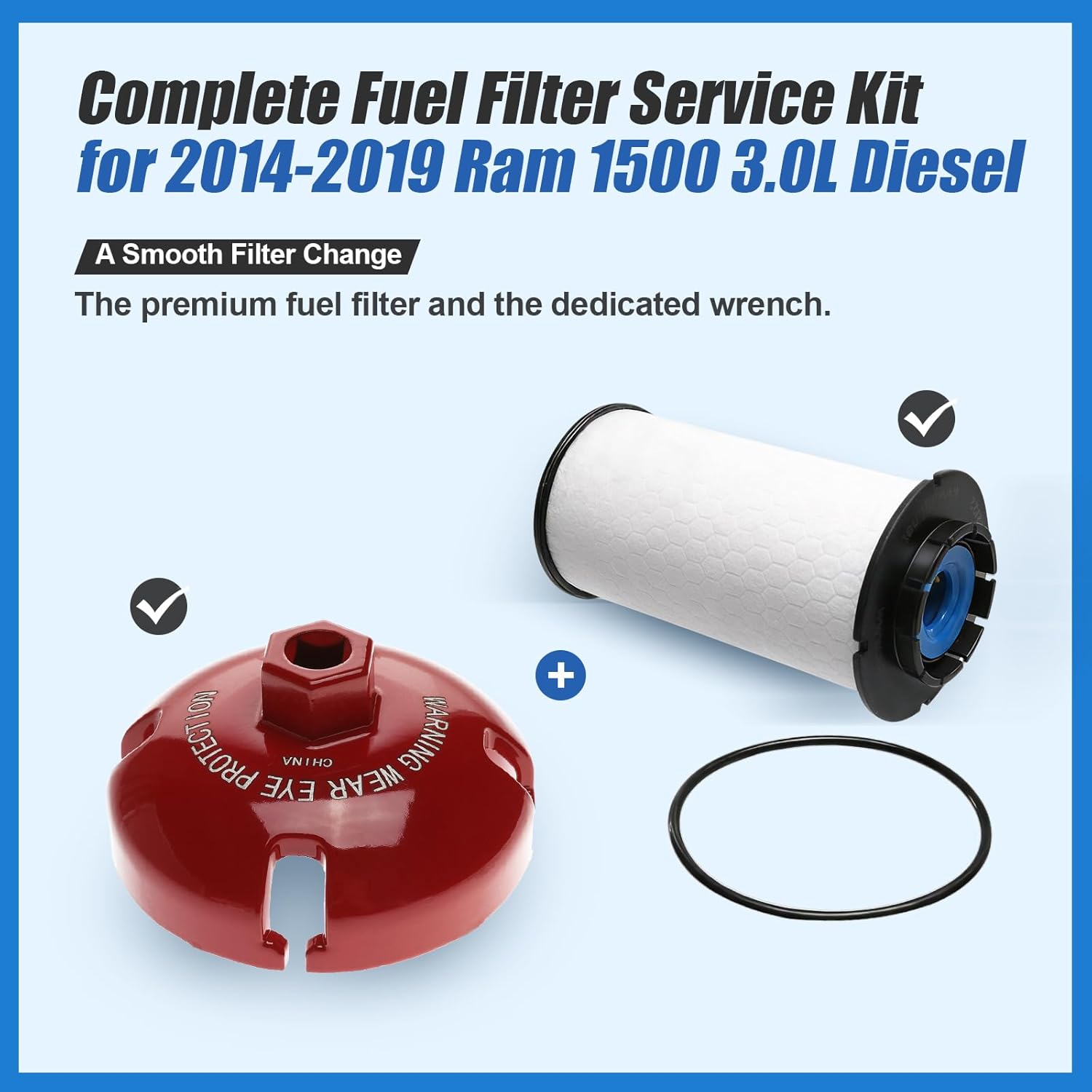 iFJF 68235275AA Fuel Filter and 61150 Fuel Filter Housing Wrench Replacement for Ram 1500 3.0L V6 2014-2019 Diesel Engine