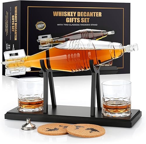 Decantador de whisky con 2 vasos de whisky, regalos para hombres, papá, ideas únicas de regalo de cumpleaños, regalos de aniversario de Navidad,