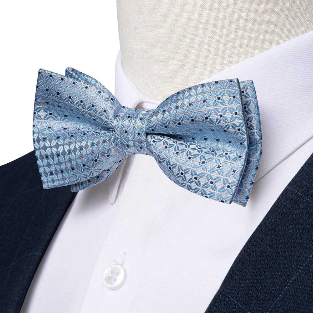 JFDBGU Handkerchief Man Accessory Wedding Bow Tie Silk Pre-tied Bowtie Cufflink Set for Party