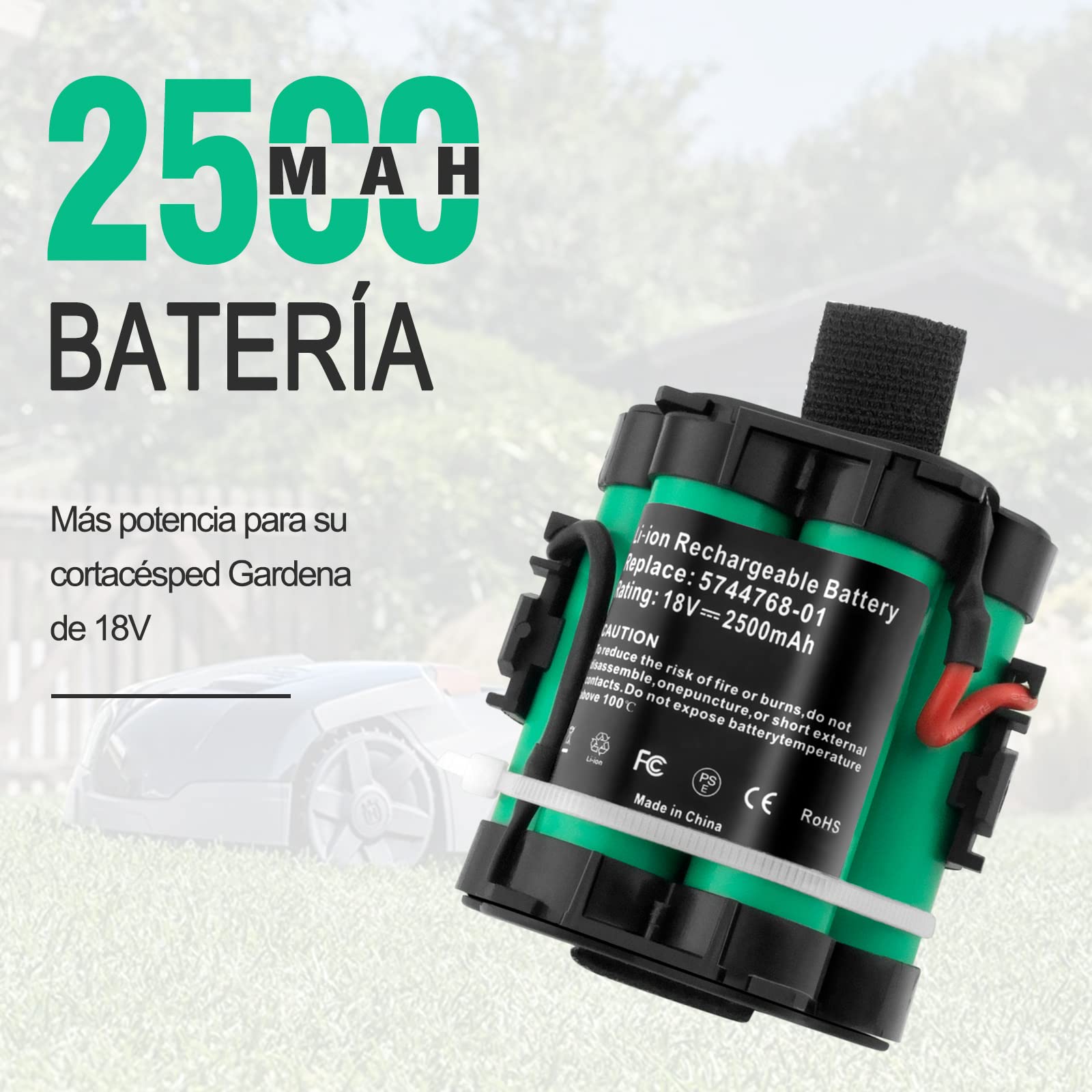 2,5Ah 18V Batería de Repuesto para Gardena R38Li R50Li R75li Mahroboter R40Li R45Li R70Li R80Li 124562 Flymo 1200R Husqvarna Automower 105 305 308 308x McCulloch Rob R1000 R800