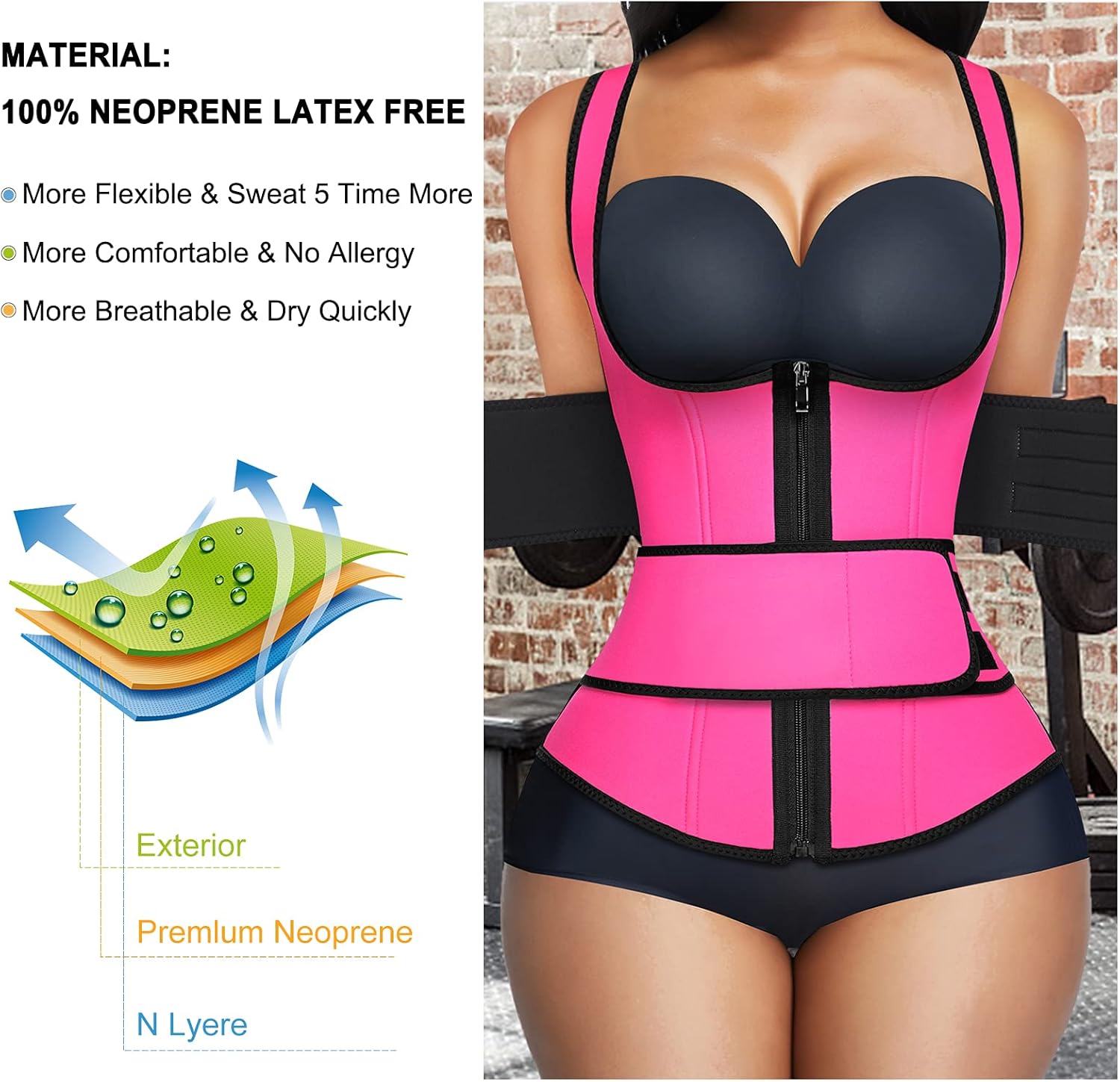 Buy Neoprene Waist Trainer Vest For Women Plus Size 2 Belt Strap Workout Long Torso Online In Indonesia B087wy4p2z