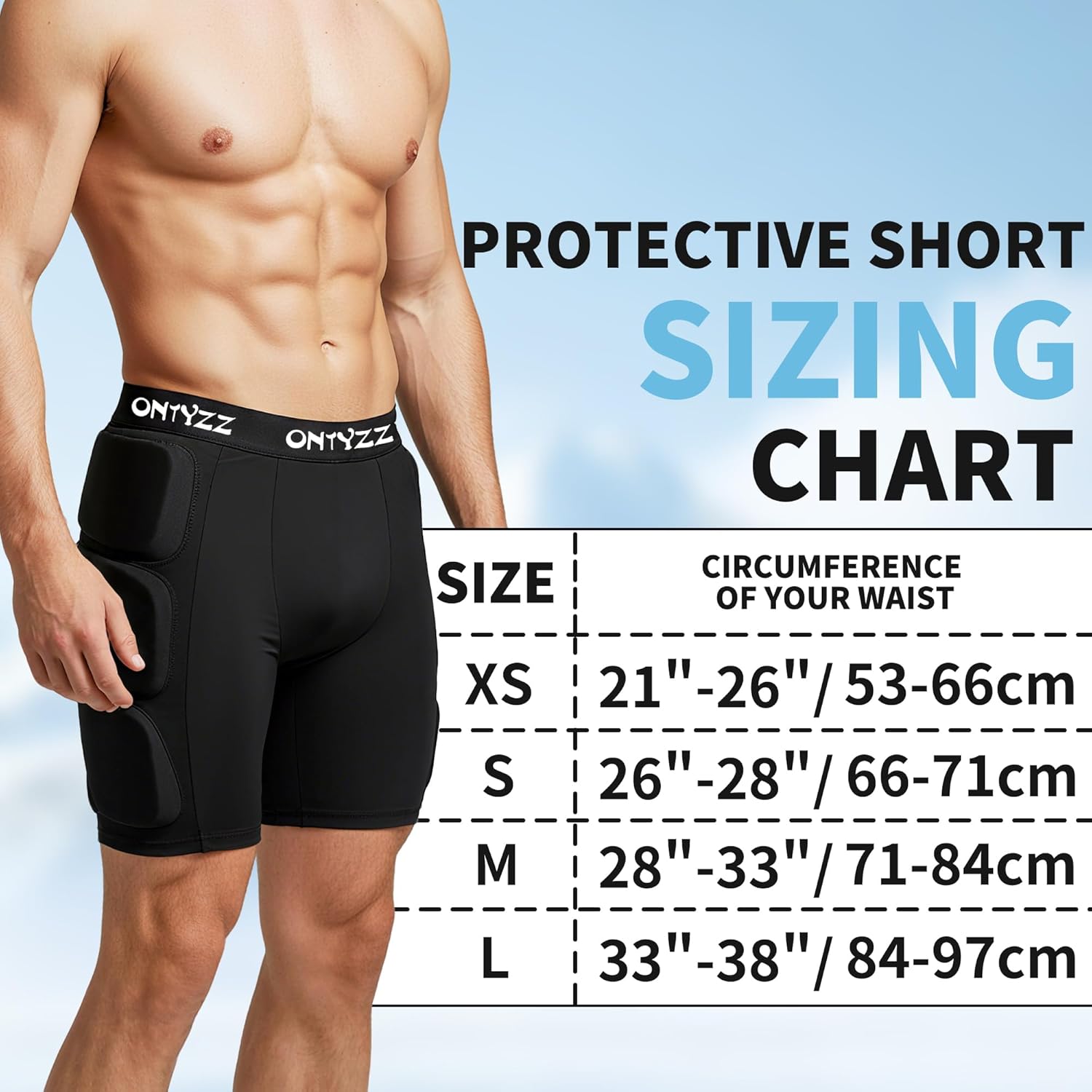 ONTYZZ Protective Padded Shorts, 3D Hip Protection Butt Pads, Impact Gear for Skiing Skating Snowboarding Skateboarding - Image 2