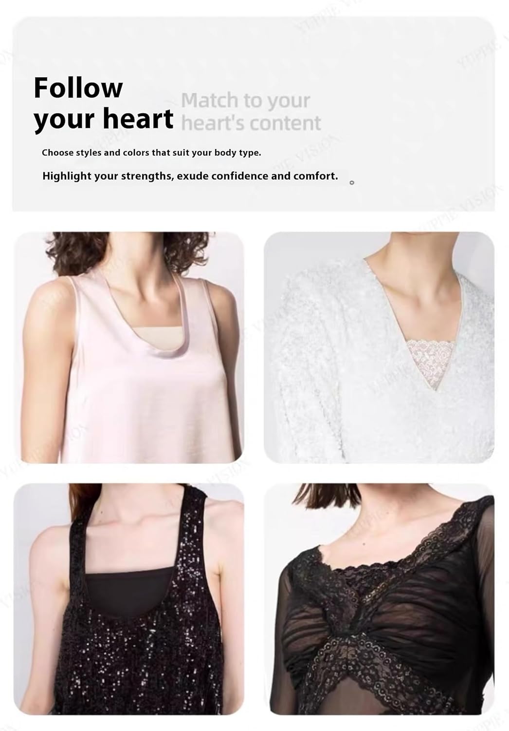 3 Pcs Cleavage Cover up for Low Neckline,Fake Collars for Women Modesty Panel Inserts for Low Cut Dresses Collar - Image 4