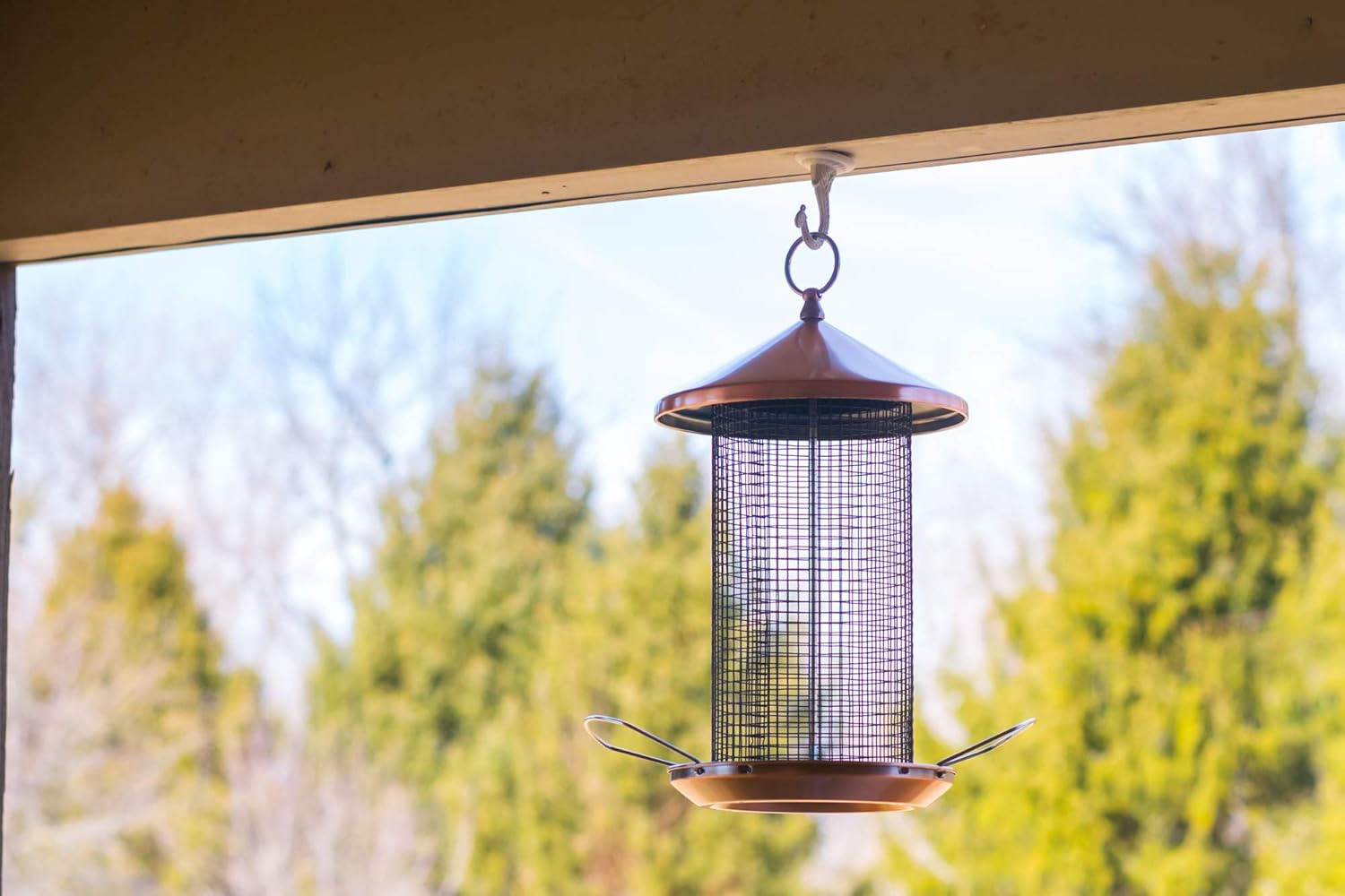Cottage Garden 12 inch Copper Finish Heavy Duty Mesh Metal 3 Lb. Secure Cap Cover Nut Bird Feeder