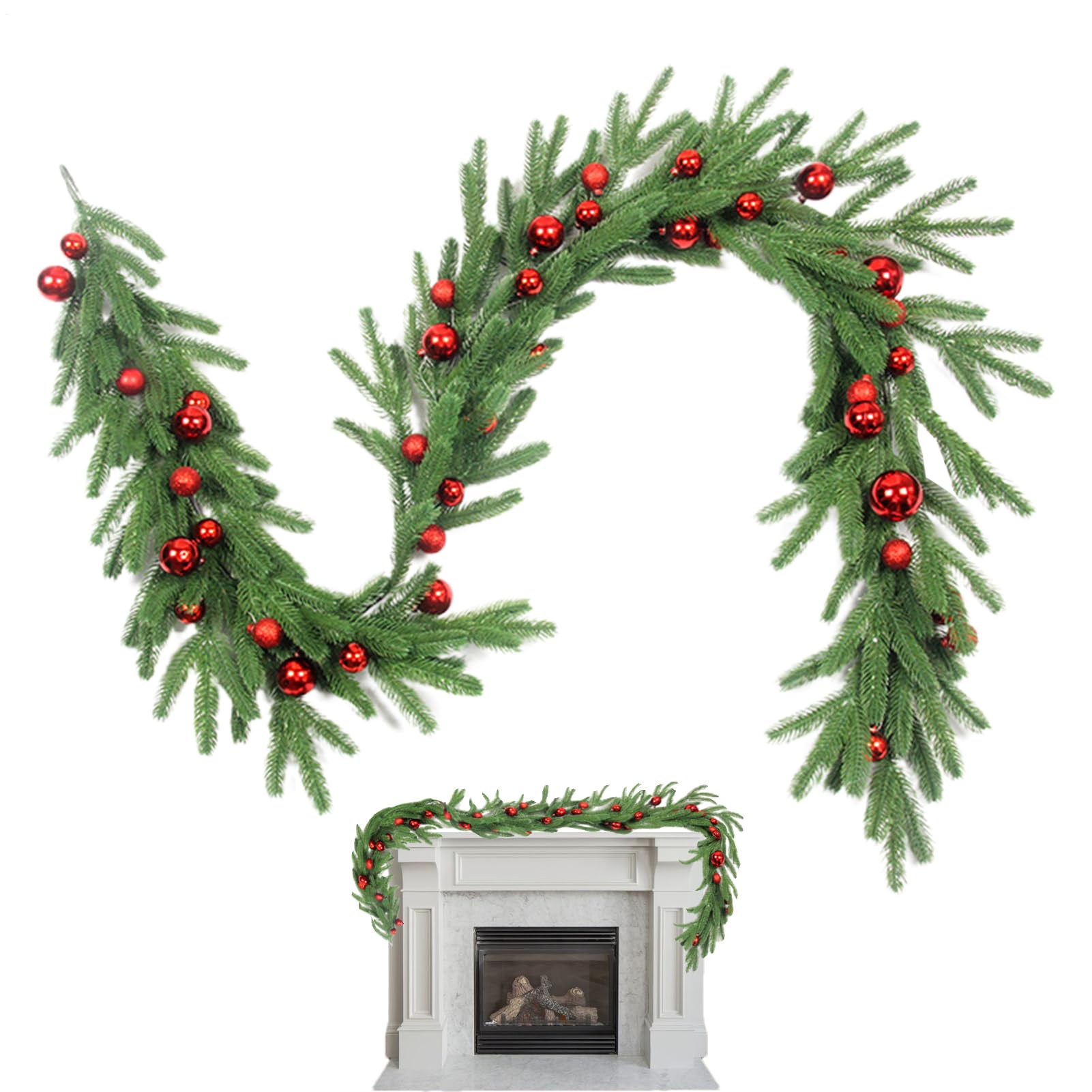 Couronne De Porte De Noël Décoration Murale et Porte en Branches de Pin | Guirlande Décorative En Végétation Artificielle Pour Décoration Maison Intérieur Extérieur Terrasse Jardin
