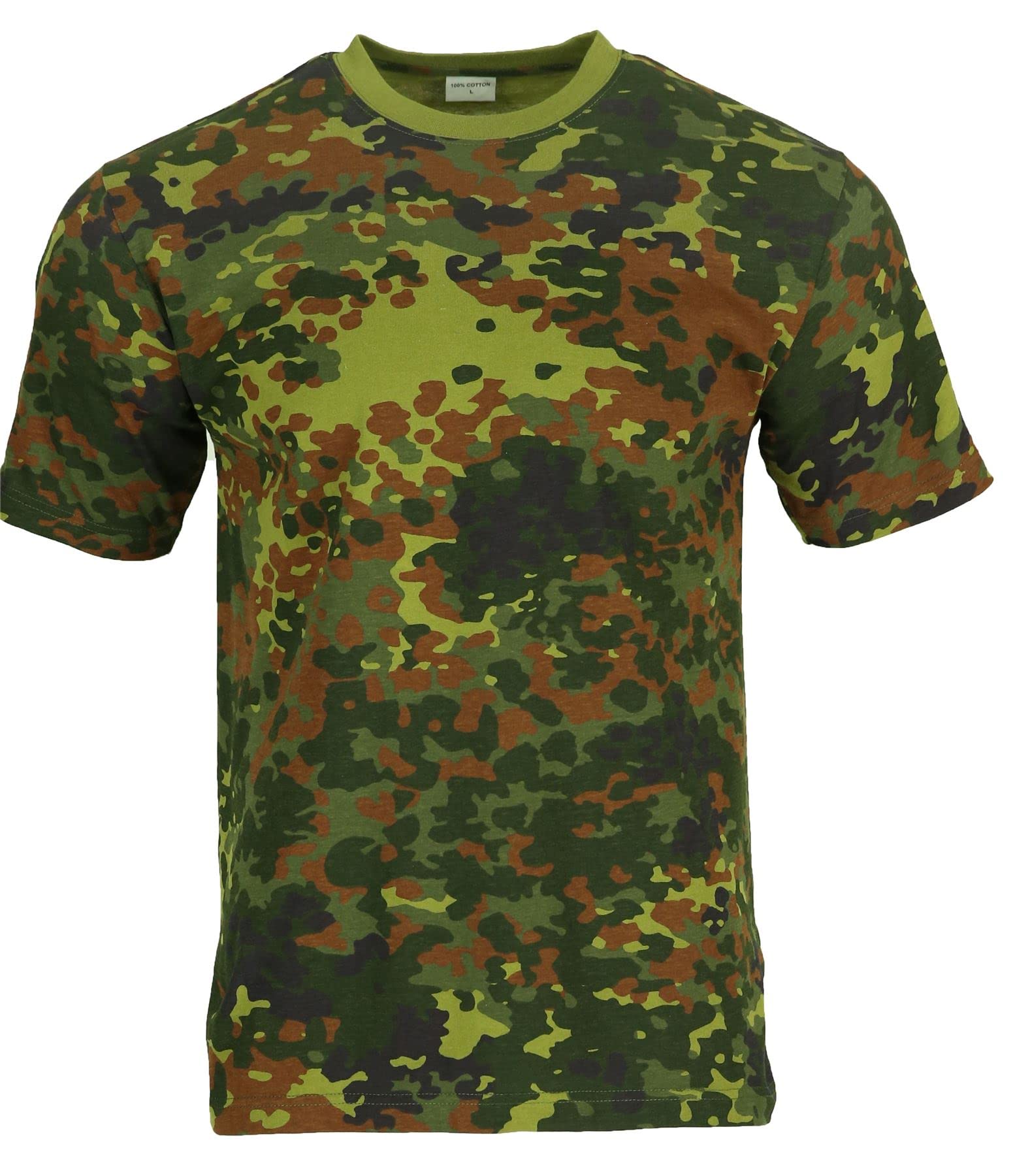 Outbound Men's Flecktarn Camouflage 100% Cotton Army Military Style Crew Neck Short Sleeve T-Shirt
