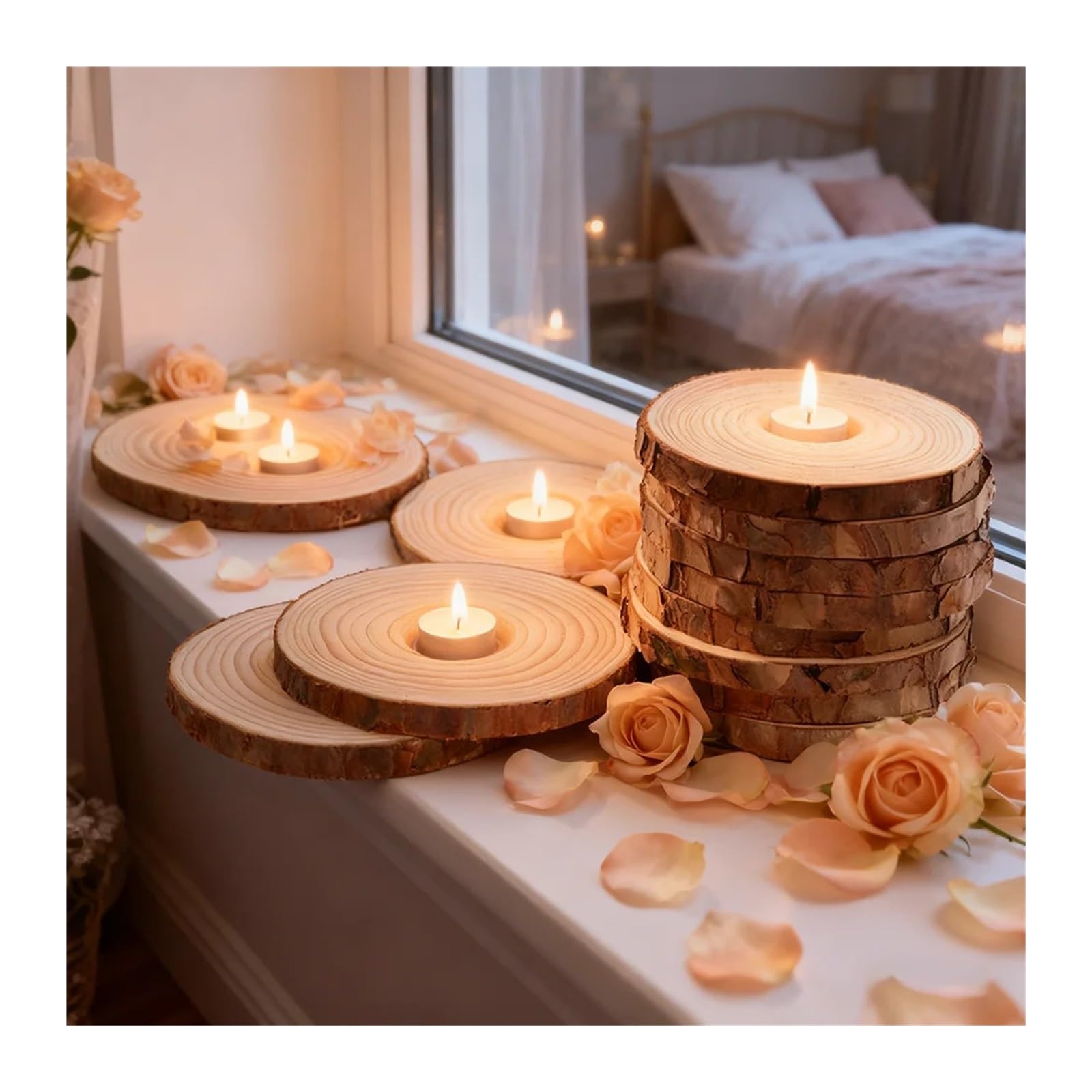 30pcs Wood Slices Log Slice Disc Para Decorar | DIY Circle Round Wood Disks Crafts for Wedding Christmas Party Art Decoration(14-15cm)