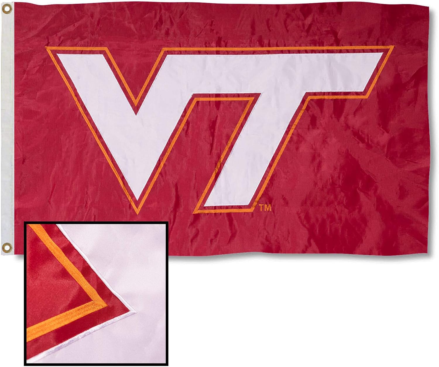 VA Tech Hokies Maroon Embroidered and Stitched Nylon Flag