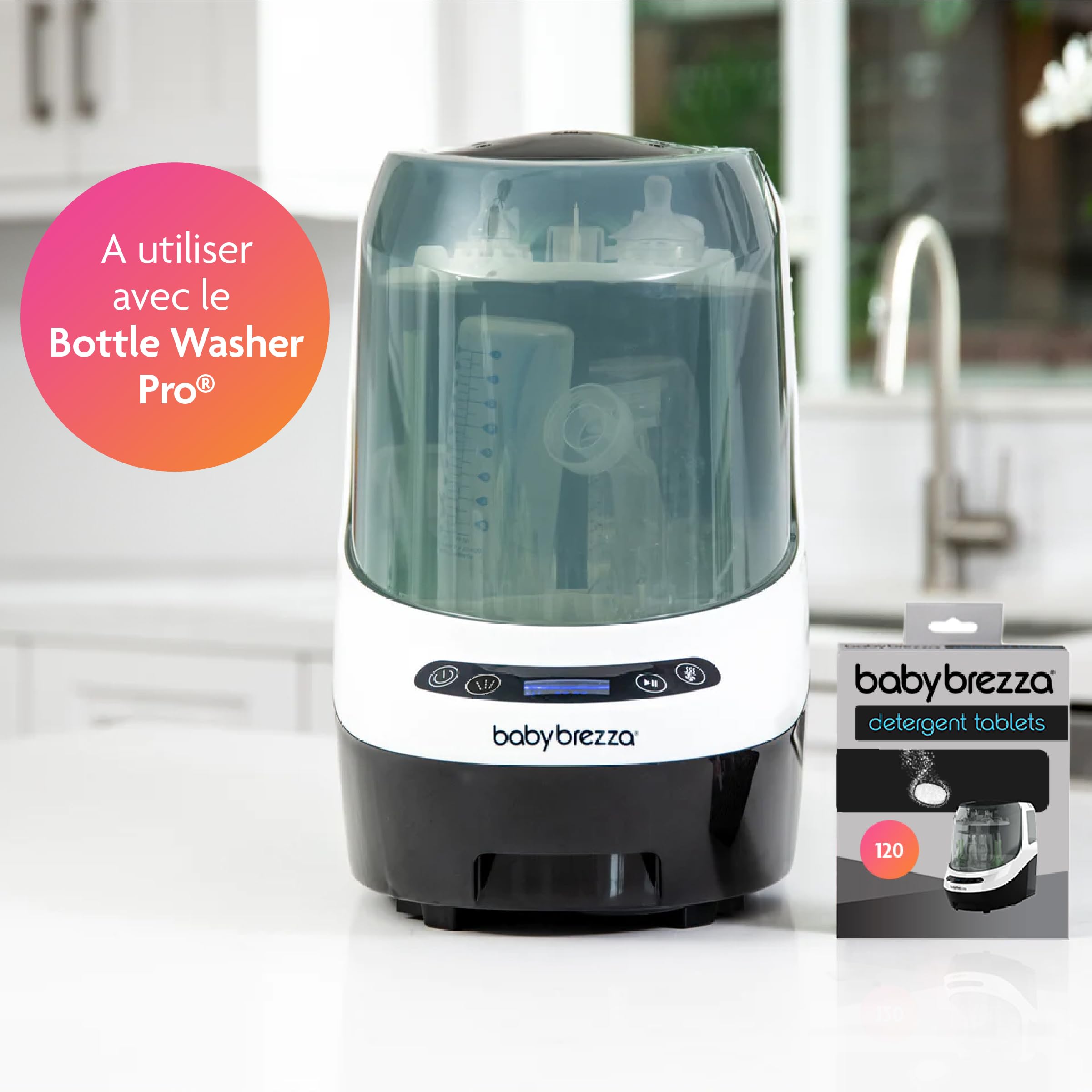 Baby Brezza - Lot 120 pastilles détergentes lave-biberons Bottle Washer Pro | Compatible avec les lave-biberons de toutes les marques, y compris le Baby Brezza Bottle Washer Pro. Sans danger pour bébé.