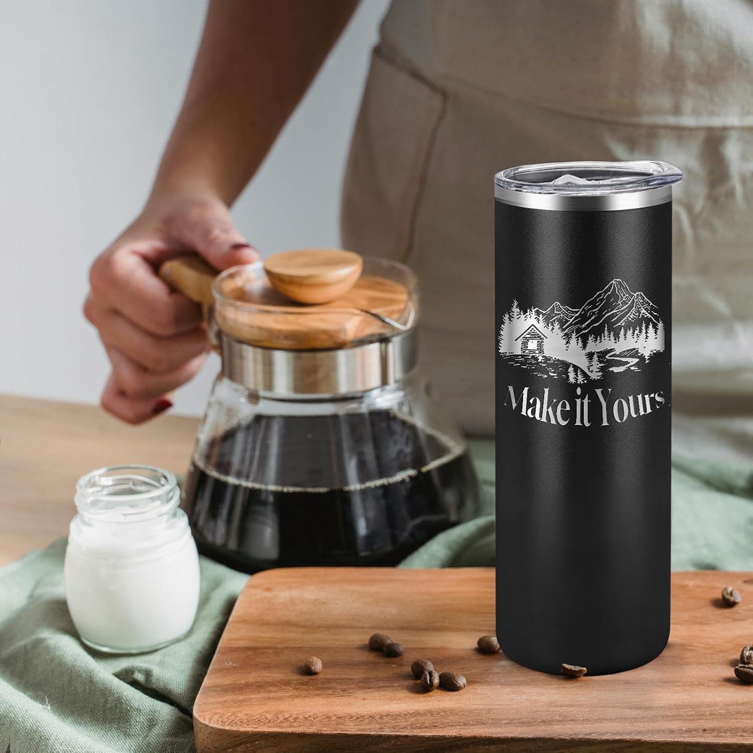 YOUKE OLA 16 Pack Stainless Steel Skinny Tumblers Bulk Straight Double Wall Powder Coated Insulated Tumbler with Lid and Straw for Laser Engrave, DIY Gift, 20oz Black - Image 5