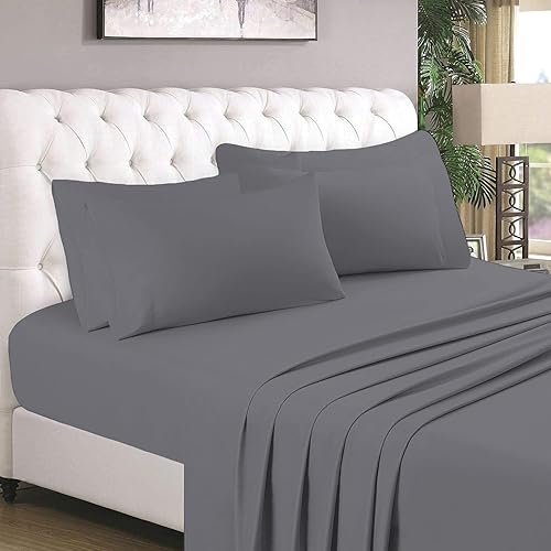 Miniatura 4 de AHJ Beddings - Juego de sábanas de 600 hilos de 4 piezas con bolsillo profundo de 17 pulgadas (1 sábana bajera, 1 sábana encimera, 2 fundas de