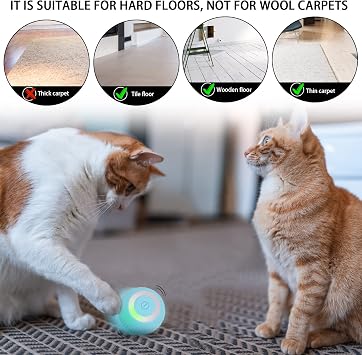 Interactive Cat Toys Ball, Automatic 360 Self-Rotating Rolling Ball with USB Rechargeable pet Exercise Chase Toy Balls for Kitten & Dog Playing