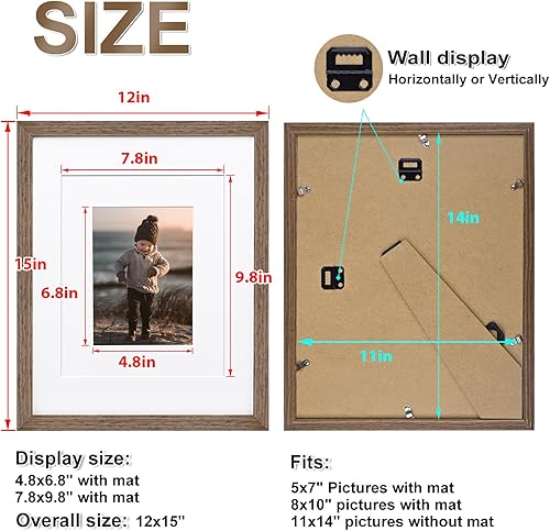 Vista 187 de KINLINK Marco de fotos A4 natural, de madera maciza con plexiglás acrílico para fotos A5 con paspartú o A4 sin paspartú, marco de fotos para mesa