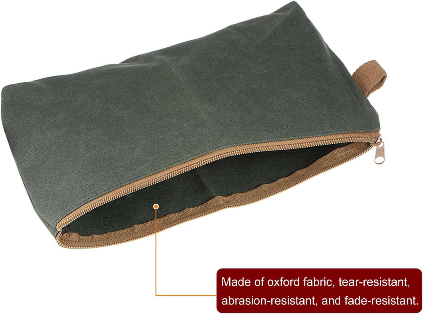 HARFINGTON Tool Pouch Bag 31cm x 6cm x 17cm Oxford Waterproof Zippered Tool Bags Pouches Small Tool Bags Tote Storage Organizers Socket Canvas Bags with Zipper for Tools, Green