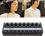 8-Channel Amplificateur d'écoute, amplificateur audio stéréo métal portable avec 12V Adaptateur d'alimentation, Amplificateur audio maison pour Studio et Stage
