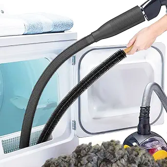 Sealegend 2 Pieces Dryer Vent Cleaner Kit, Dryer Lint Vacuum Attachment and Dryer Lint Screens Cleaner Brush,Flexible Lint Remover Hose Black