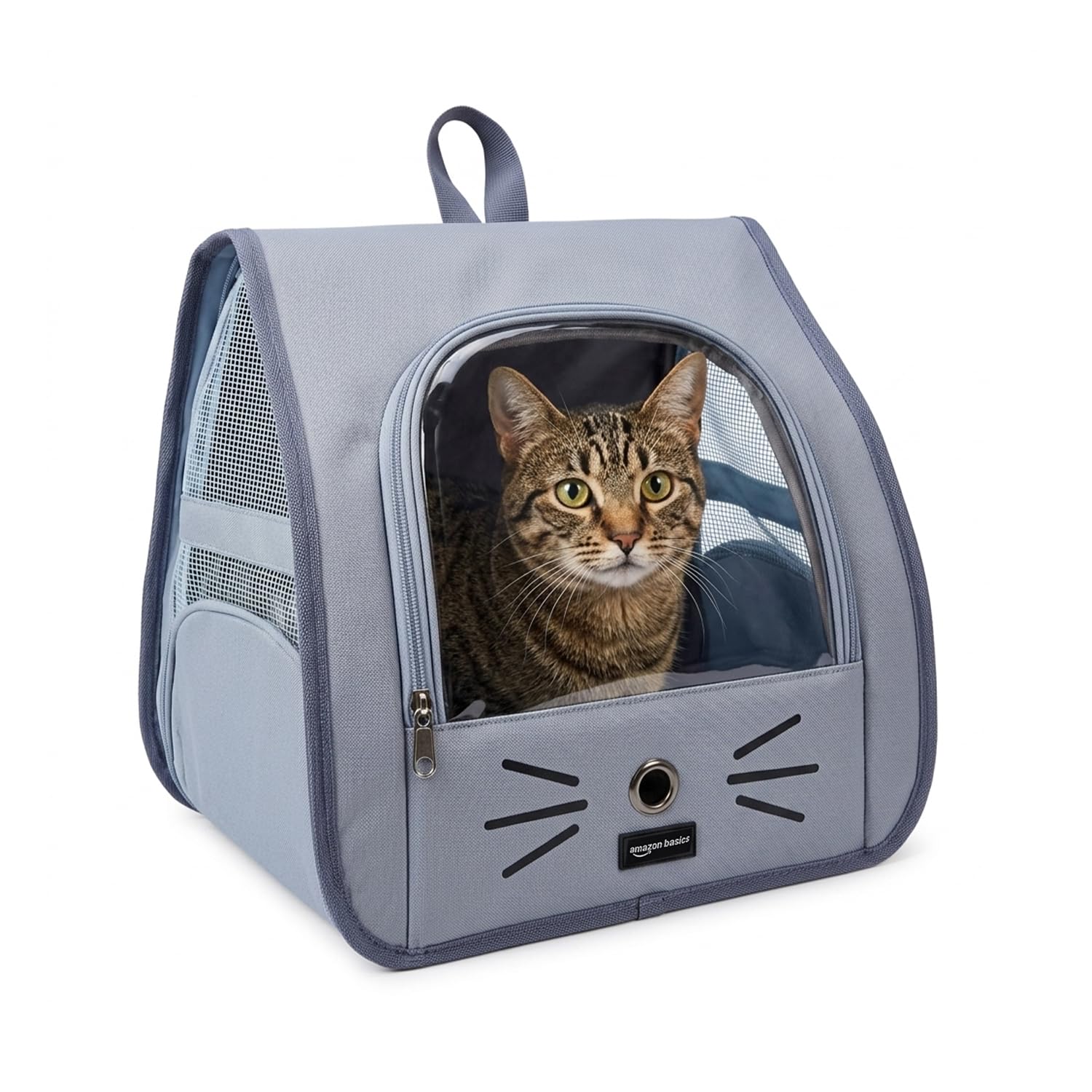 Amazon Basics Premium Pet Carrier Backpack | Grey | Spacious and Breathable Design | Durable Travel Bag for Cats, Kittens and Puppies | 34 cm x 23 cm x 33 cm-image-4