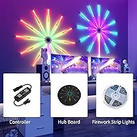 Vista 7 de GEYUEYA Home Fireworks LED Strip Lights, 11.81" Smart RGB Dreamcolor Firework Lights with RemoteAPP Control, 258 LEDs Color Changing Chasing Effect