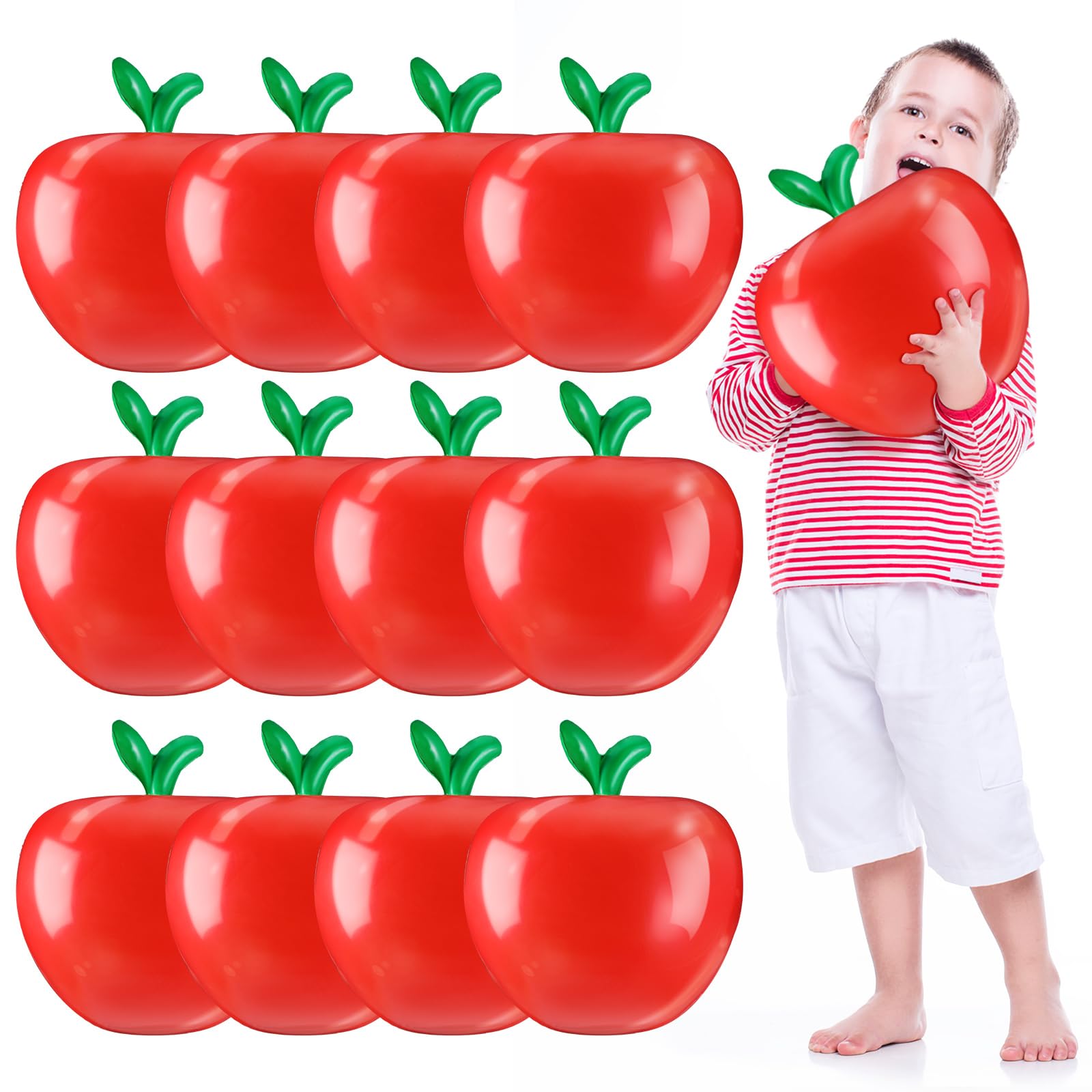 12 Pcs Giant Fruit Balloons Back to School Inflatable Decoration Red Fruit Balloon Birthday Party Favor Hanging Ceiling Decor for First Day of School