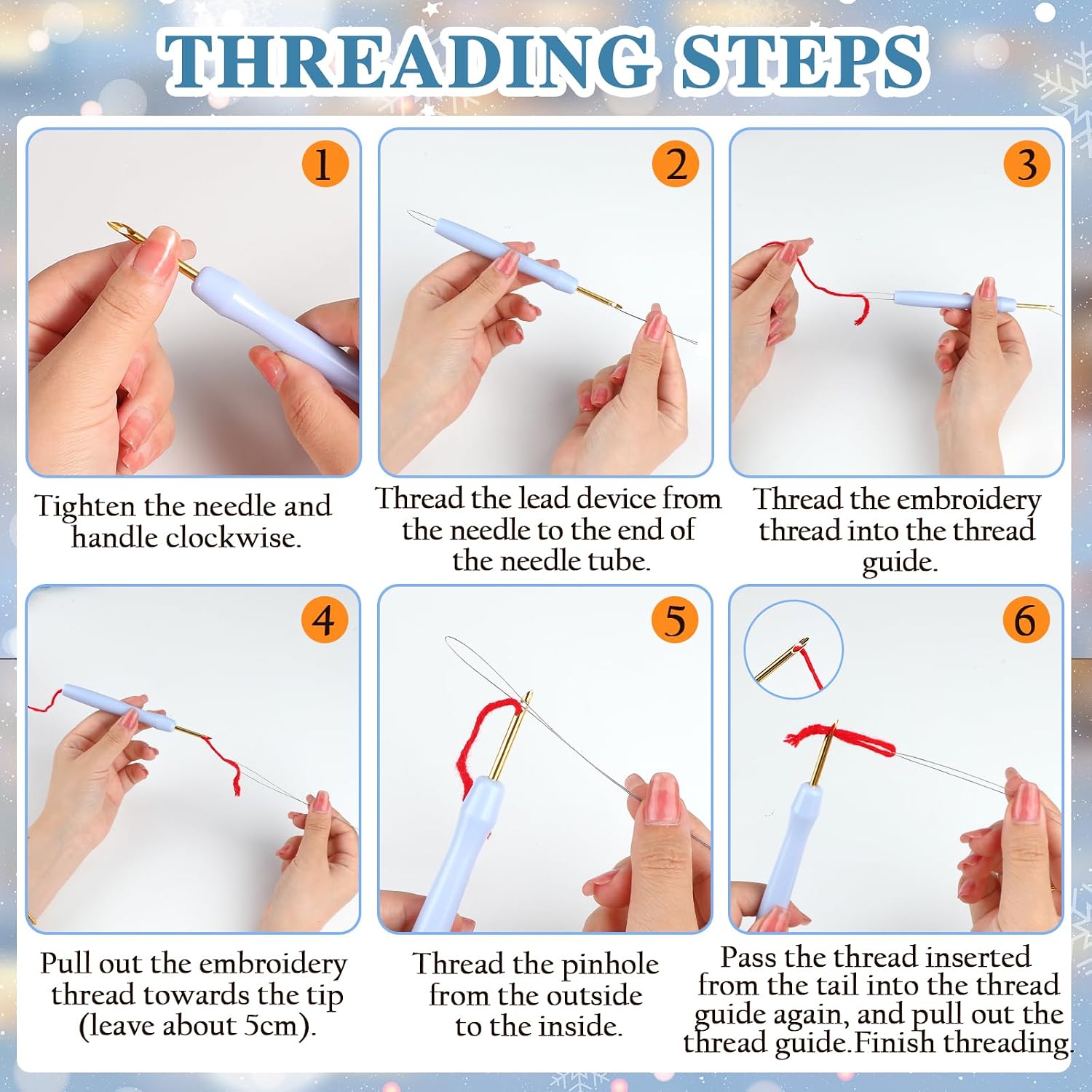 JSRQT Christmas Punch Needle Kit Punch Needle Kits Adults Beginner DIY Embroidery Kit for Art and Craft Wall Decor Rug Hooking with Pattern Hoops Instructions Handcraft Yarn Tools Accessories
