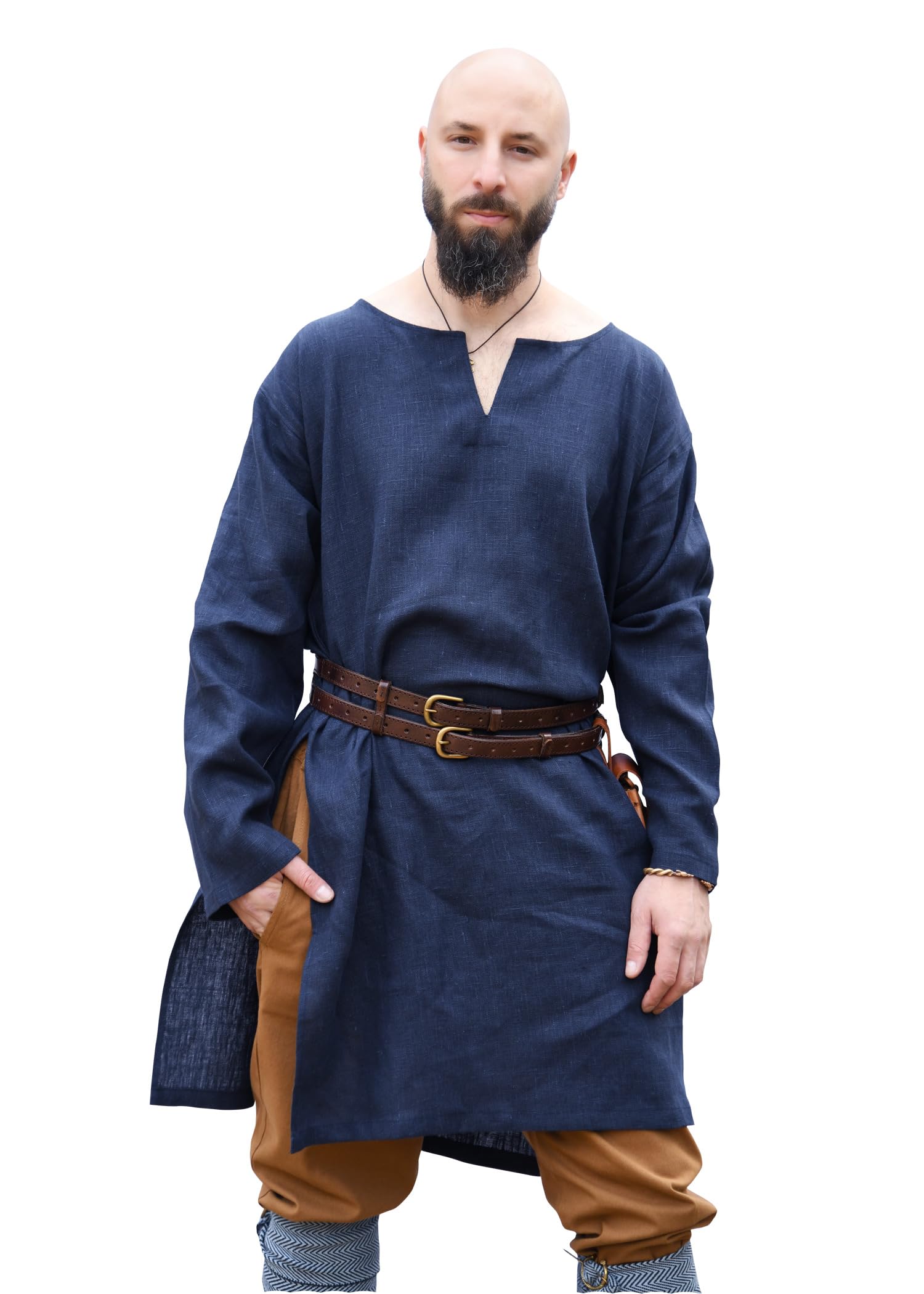 Ulfberth - Túnica de lino medieval - Camisa vikinga - Ropa medieval para hombre - Mercado medieval, vikingo, pirata, LARP