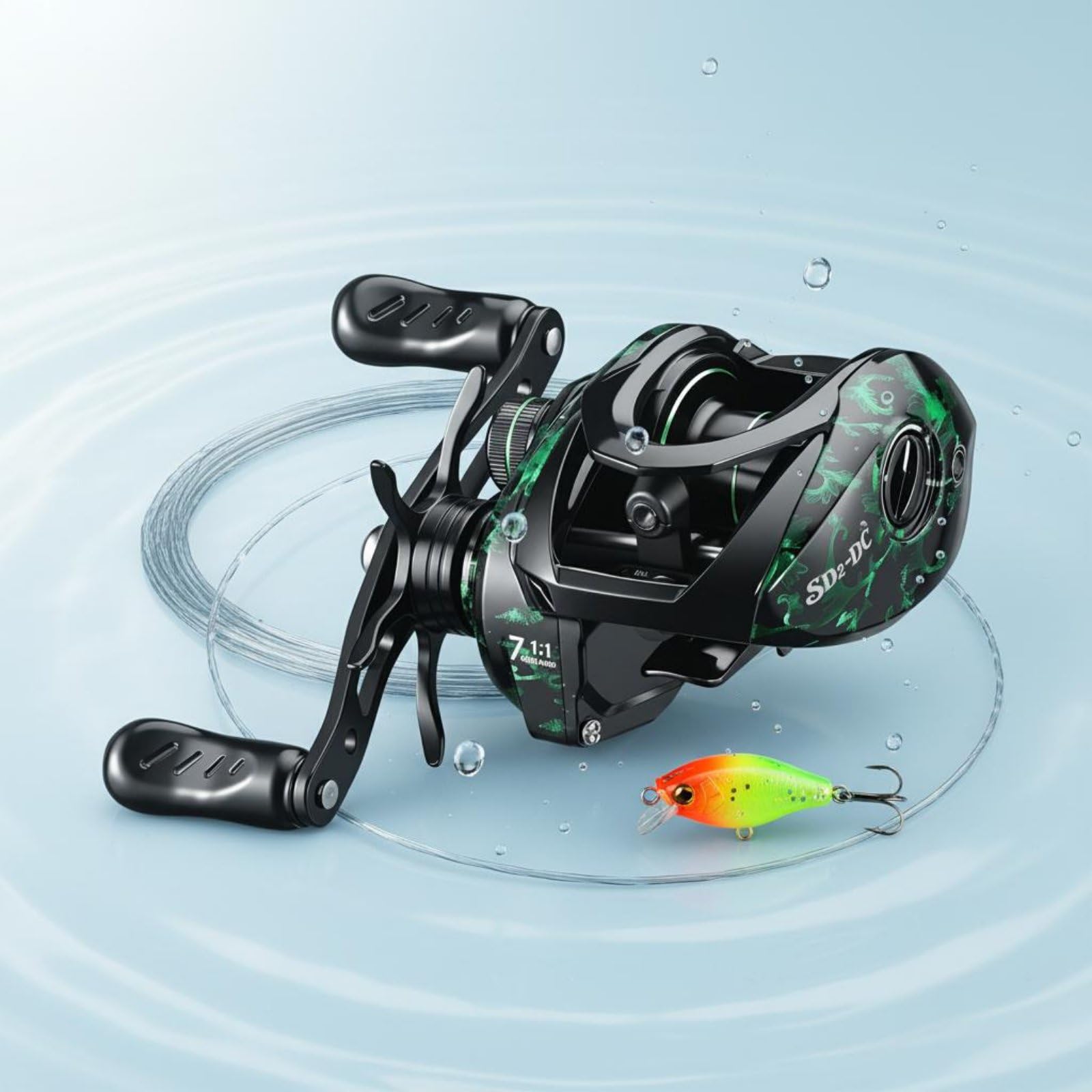Milageto Freno Electrónico DC Alta Velocidad Antienredos Funcionamiento para Aficionados a la Pesca