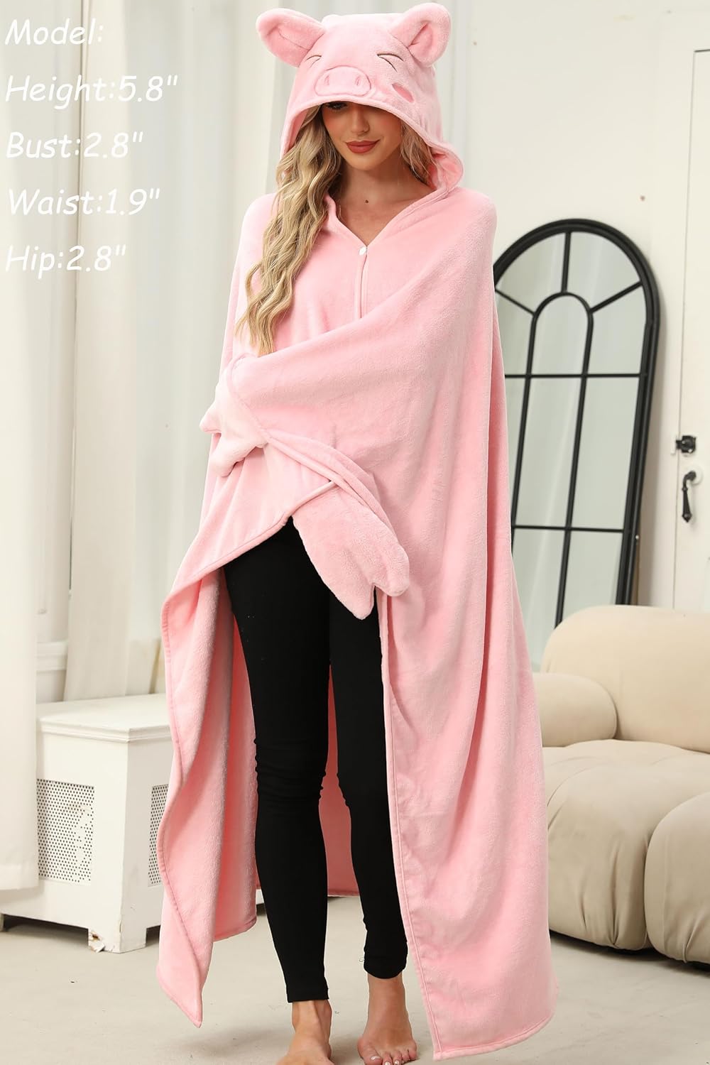 Wearable Hooded Blanket for Adults,Super Soft Warm Hoodie Wrap Plush Flannel Cloak Gifts for Women Men