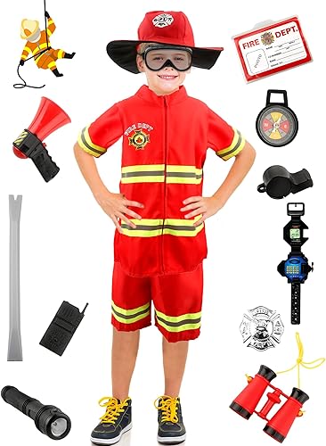 Miniatura 3 de Juego de 17 piezas de disfraz de bombero para niños con juguetes de bombero para niños, disfraz de Halloween, día de carrera, fiesta, cosplay