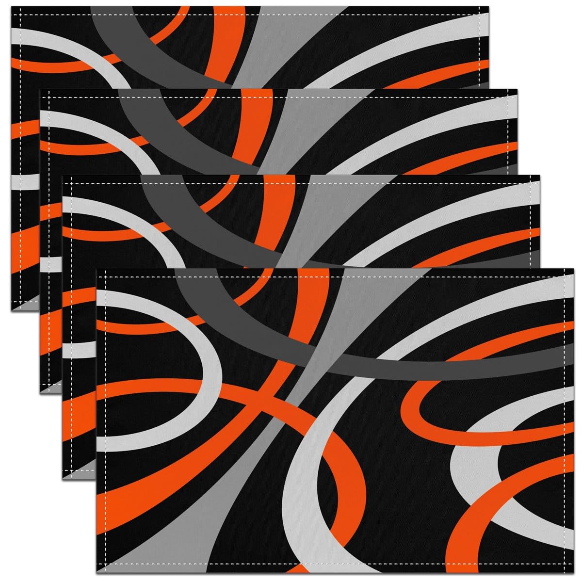 Homemissing Multicoloured 6 Geometric Stripes Table Place Mats 45X30cm Set Of 4 Soft Modern Abstract Art Placemats For Kitchen Dining Table Decoration Indoor Outdoor Black White Orange Grey Stripe Line