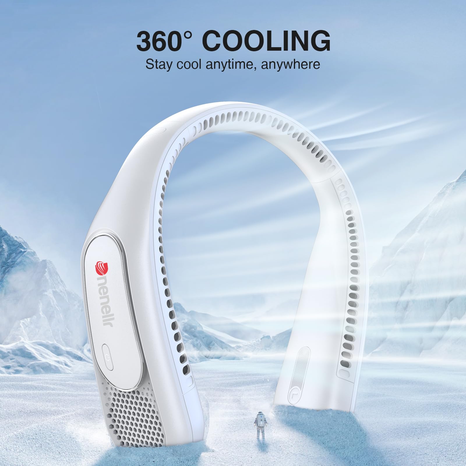 Dnenellr Ventilatore da Collo, Ventilatore Portatile Personale Indossabile a Batteria da 6000mAh, Terza Marcia, Senza Foglie, Ricaricabile, Design a Mani Libere, Ventilatore Senza Lama Alimentata
