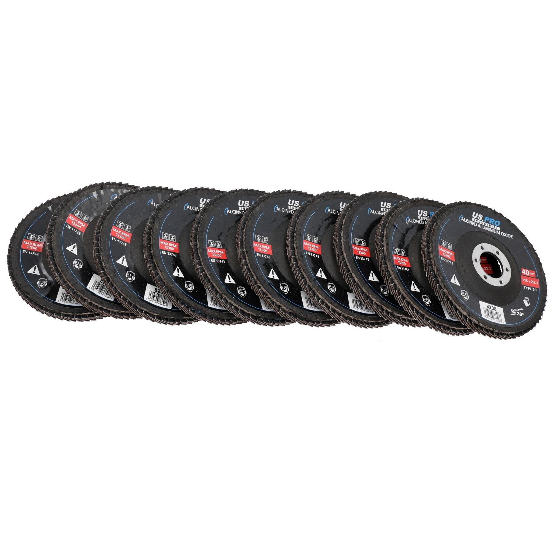 Ruedas de lijado calcinadas de disco grueso de 40 granos para amoladoras angulares de 4-1/2 pulgadas, 50 piezas