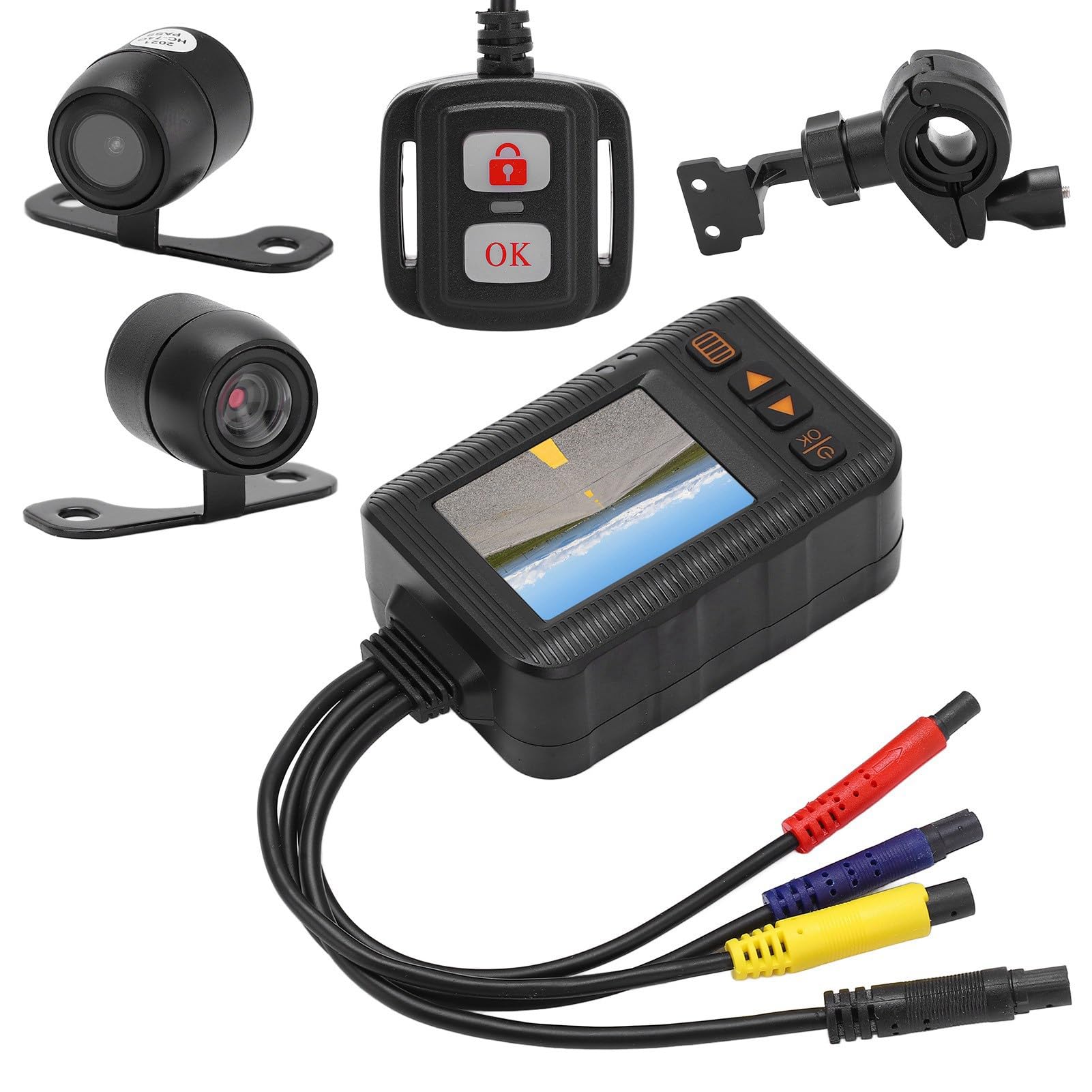 Dash CAM de Motocicleta, Cámara Frontal y Trasera de Conducción Deportiva, Dashcam Impermeable con Lente Gran Angular, DVR de Grabación en Bucle para Motocicleta