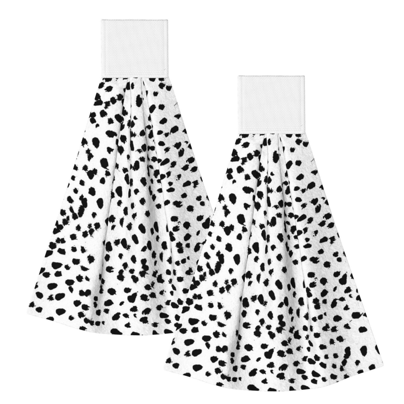 DOPKLNA Dalmatian Print, 2 Pcs Hanging Coral Fiber Hand Towels for Bathroom, Absorbent Kitchen Towels