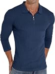 Askdeer Men's Polo Shirts Short/Long Sleeve Zip Slim Fit Polo T Shirt Classic Casual Golf Shirt