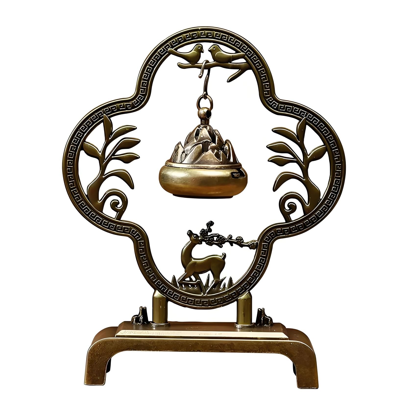 BAPPKON Elegant Brass Incense Holder for Sticks & Cones with Removable Ash Catcher - Decorative Burner for Home Office Yoga Meditation Spa Aromatherapy